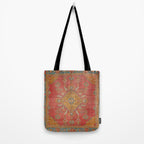 Antique Warm Coral Red & Burnt Orange Turkish Oushak Rug Print Tote Bag Gallery Image 2