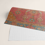 Antique Warm Coral Red & Burnt Orange Turkish Oushak Rug Print Wrapping Paper Gallery Image 2
