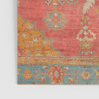 Antique Warm Coral Red & Burnt Orange Turkish Oushak Rug Print Poster Gallery Image 3
