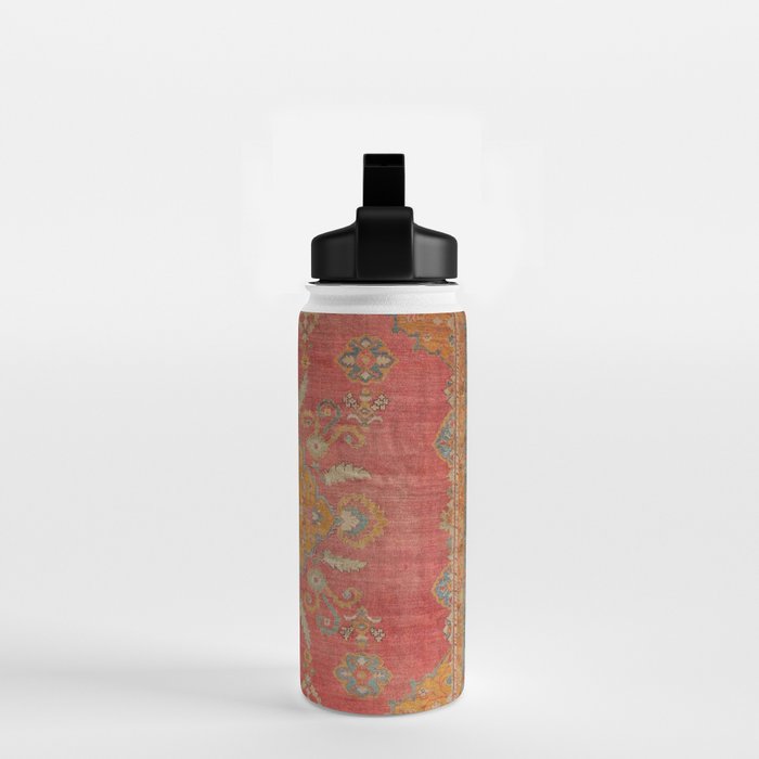 Antique Warm Coral Red & Burnt Orange Turkish Oushak Rug Print Water Bottle Gallery Image 2