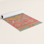 Antique Warm Coral Red & Burnt Orange Turkish Oushak Rug Print Yoga Mat Gallery Image 2