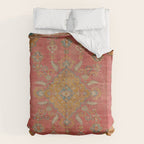 Antique Warm Coral Red & Burnt Orange Turkish Oushak Rug Print Duvet Cover Gallery Image 6