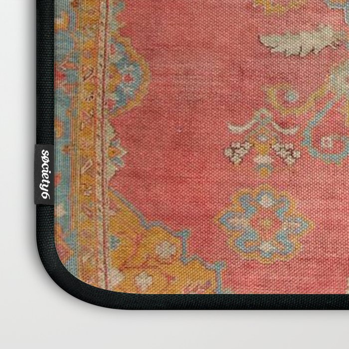 Antique Warm Coral Red & Burnt Orange Turkish Oushak Rug Print Laptop Sleeve Gallery Image 3