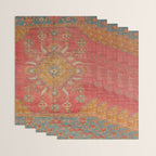 Antique Warm Coral Red & Burnt Orange Turkish Oushak Rug Print Wrapping Paper Gallery Image 3