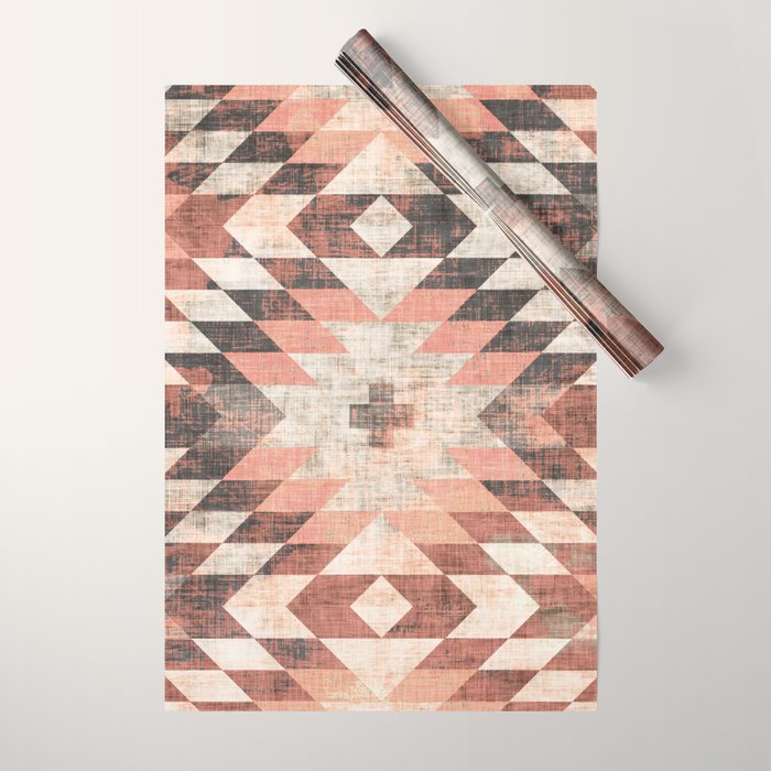 native coral diamond Wrapping Paper Gallery Image 1