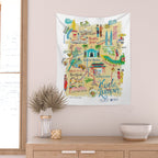 Illustrative map Kuala Lumpur Malaysia travel Wall Tapestry Gallery Image 2