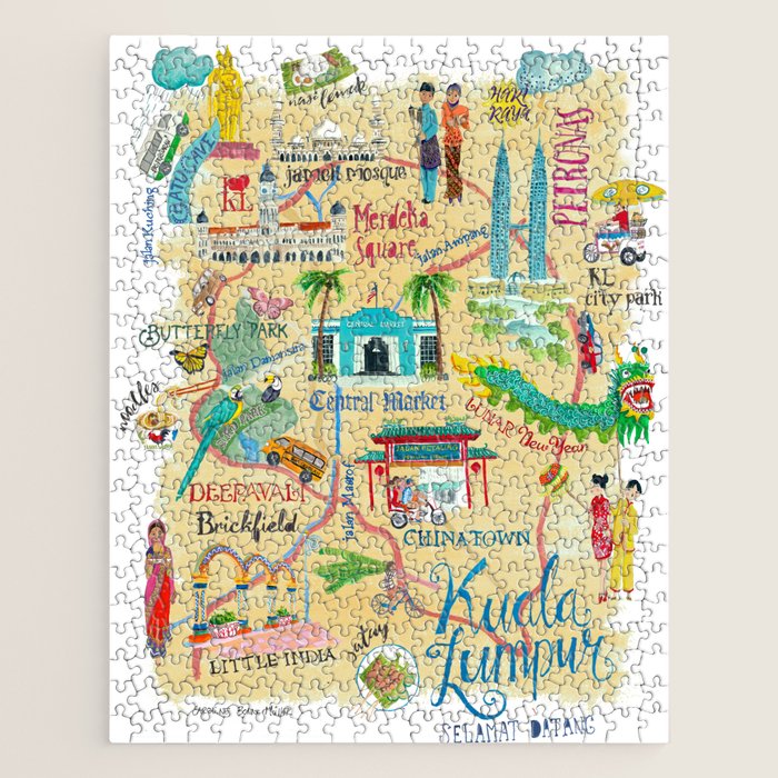 Illustrative map Kuala Lumpur Malaysia travel Jigsaw Puzzle Gallery Image 1