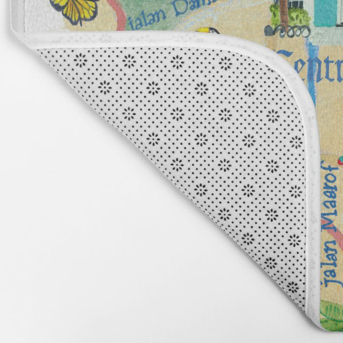 Illustrative map Kuala Lumpur Malaysia travel Bath Mat Gallery Image 2