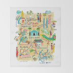 Illustrative map Kuala Lumpur Malaysia travel Throw Blanket Gallery Image 2