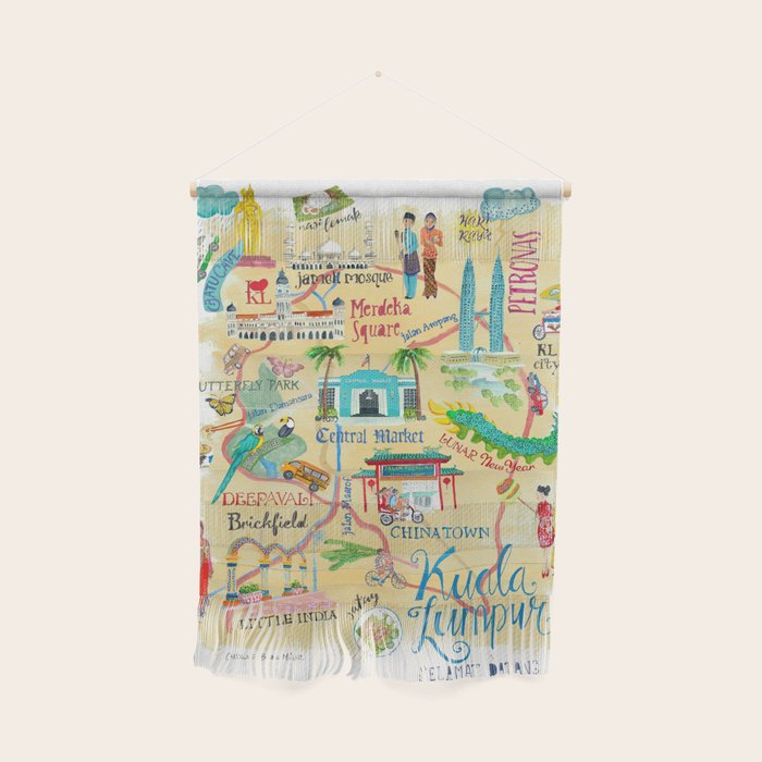 Illustrative map Kuala Lumpur Malaysia travel Wall Hanging Gallery Image 1