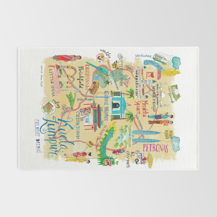 Illustrative map Kuala Lumpur Malaysia travel Rug Gallery Image 2
