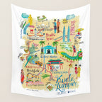 Illustrative map Kuala Lumpur Malaysia travel Wall Tapestry Gallery Image 4