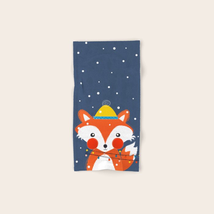 Cute christmas fox in the snow Towels Gallery Image 1