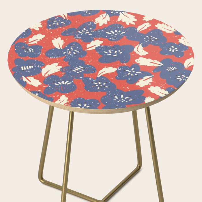 Bold flowers in my garden denim blue red Side Table Gallery Image 2