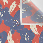 Bold flowers in my garden denim blue red Wall Tapestry Gallery Image 3