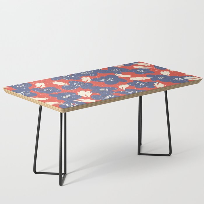 Bold flowers in my garden denim blue red Coffee Table Gallery Image 1