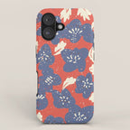 Bold flowers in my garden denim blue red iPhone Case Gallery Image 1