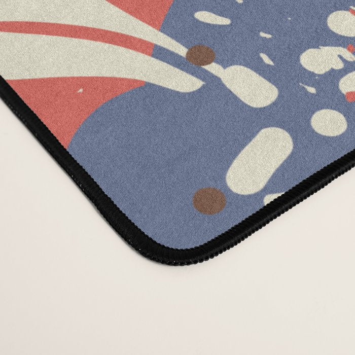 Bold flowers in my garden denim blue red Desk Mat Gallery Image 4