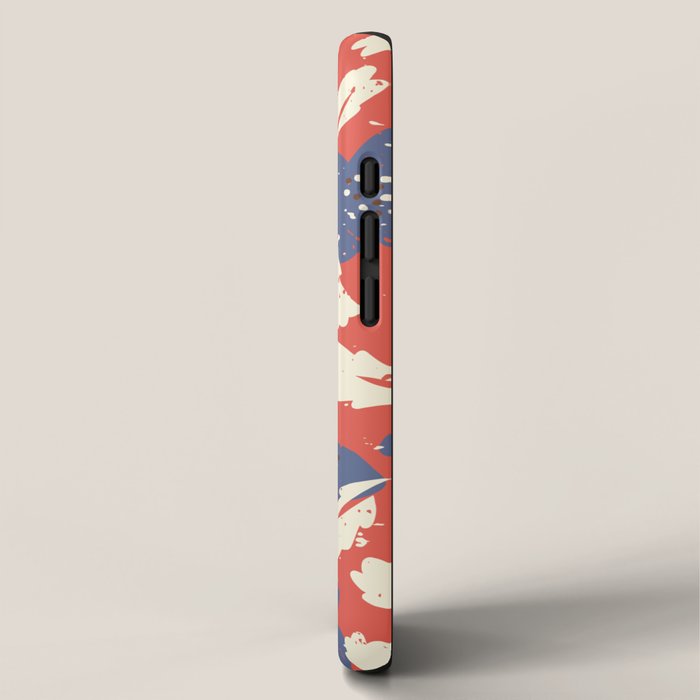 Bold flowers in my garden denim blue red iPhone Case Gallery Image 2