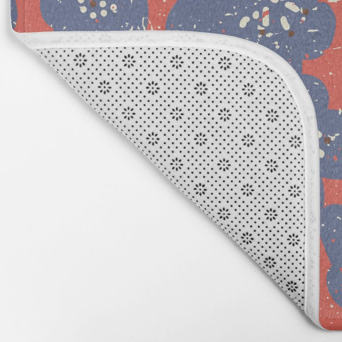 Bold flowers in my garden denim blue red Bath Mat Gallery Image 2