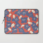 Bold flowers in my garden denim blue red Laptop Sleeve Gallery Image 1