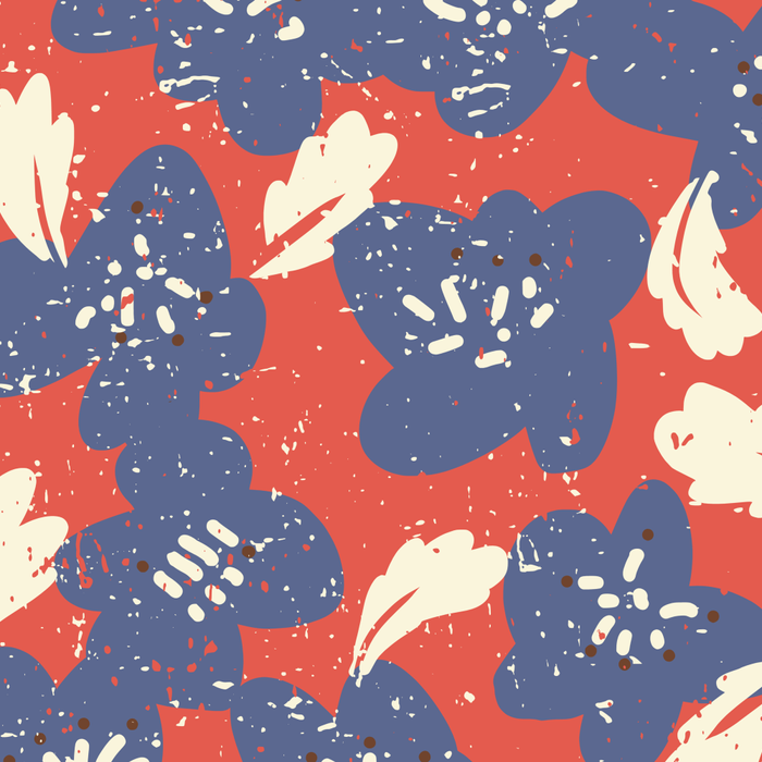 Bold flowers in my garden denim blue red Coffee Mug Gallery Image 2