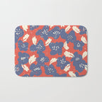Bold flowers in my garden denim blue red Bath Mat Gallery Image 1