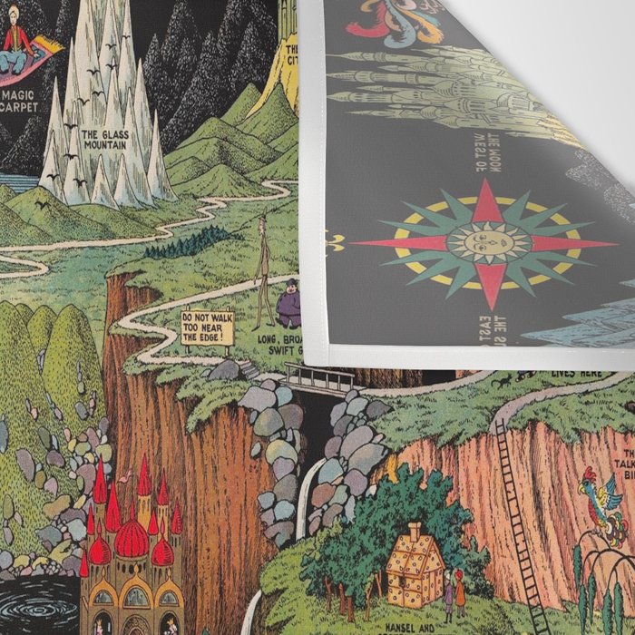 The land of make believe. Published by Jaro Hess 1930 Cornucopia of Fairy Tales Detailed Labeled Map Fun Magical Fantasy Art Wall Tapestry Gallery Image 3