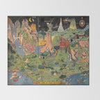 The land of make believe. Published by Jaro Hess 1930 Cornucopia of Fairy Tales Detailed Labeled Map Fun Magical Fantasy Art Throw Blanket Gallery Image 2