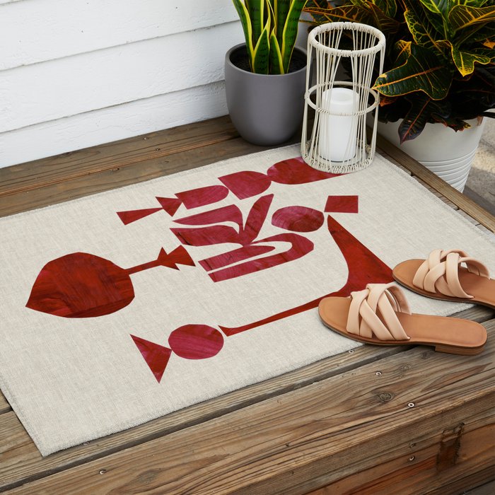 Crimson Fire Flower Outdoor Rug Gallery Image 2