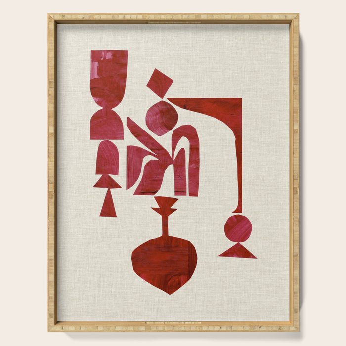 Crimson Fire Flower Serving Tray Gallery Image 1