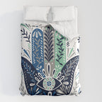 Hamsa Hand - Navy Palette Duvet Cover Gallery Image 6