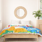 Greetings From Austin Mural watercolor Duvet Cover Gallery Image 3