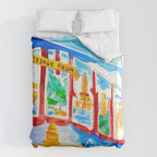 Greetings From Austin Mural watercolor Duvet Cover Gallery Image 6