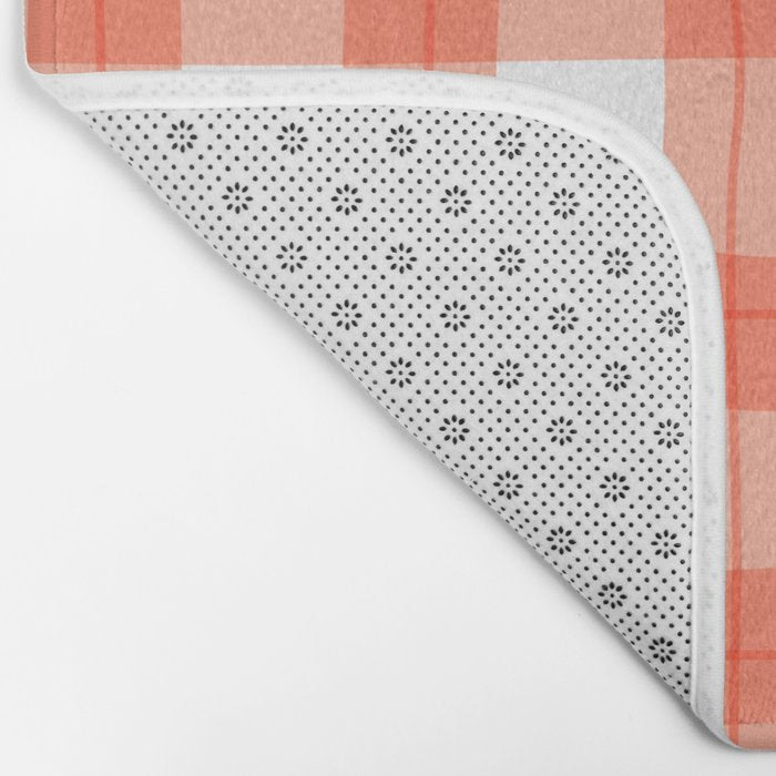Red geometric plaid gingham pattern Bath Mat Gallery Image 2