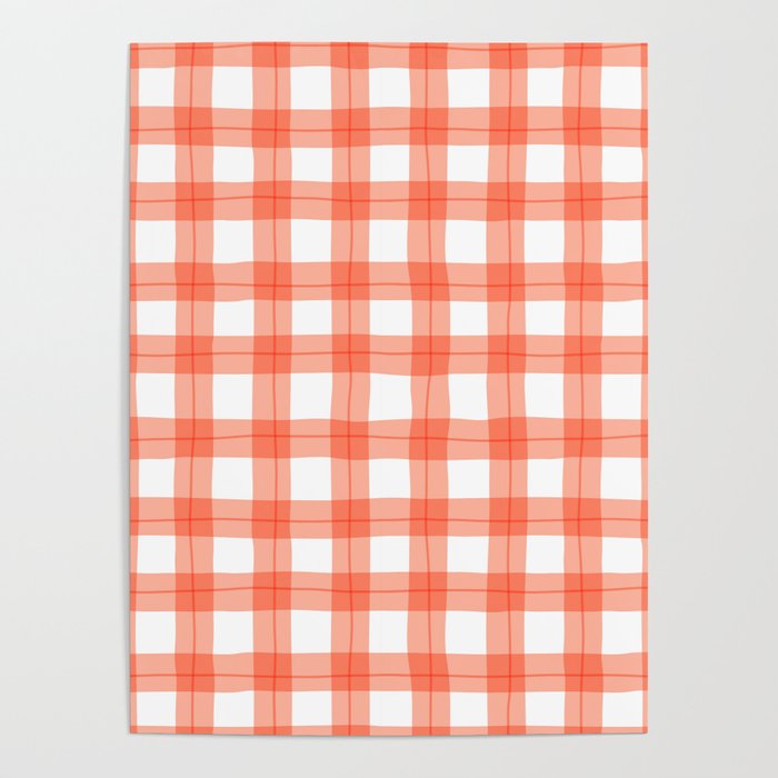 Red geometric plaid gingham pattern Poster Gallery Image 1