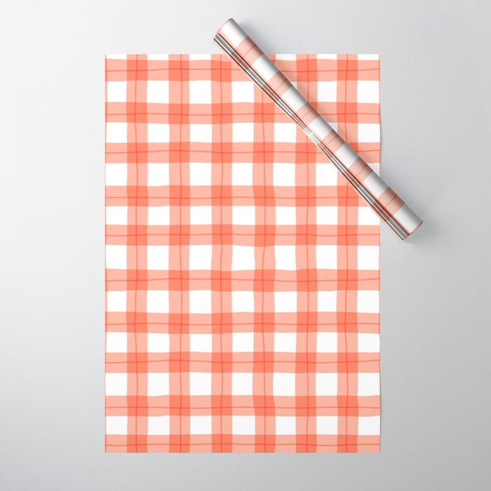 Red geometric plaid gingham pattern Wrapping Paper Gallery Image 1