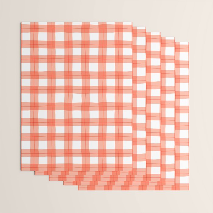 Red geometric plaid gingham pattern Wrapping Paper Gallery Image 3