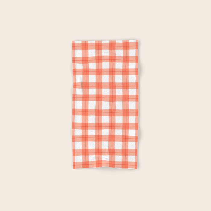 Red geometric plaid gingham pattern Bath Towel Gallery Image 1