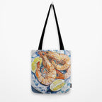 Prawns with Lemon Watercolor Still Life Tote Bag Gallery Image 2