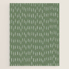 Let It Snow, Green and White, Boho Art Jigsaw Puzzle Gallery Image 1