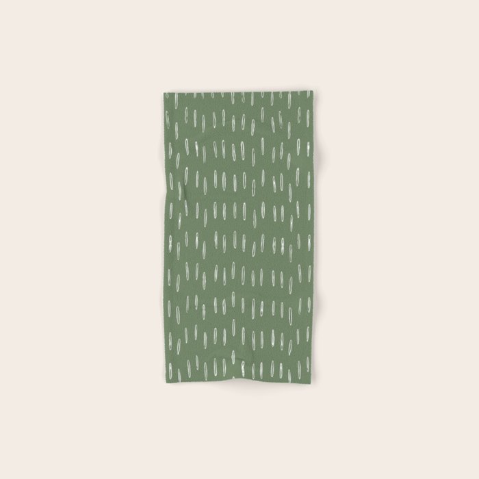 Let It Snow, Green and White, Boho Art Bath Towel Gallery Image 1