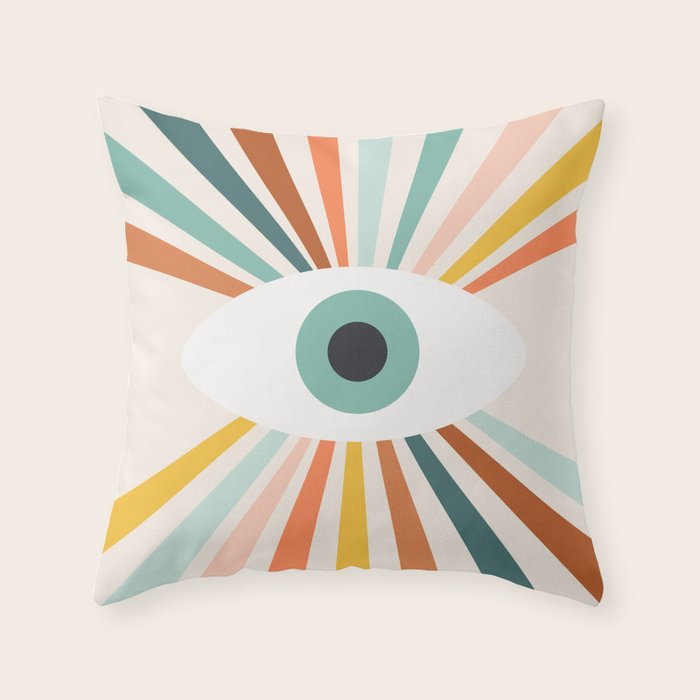 All Seeing Evil Eye - earthy Throw Pillow Gallery Image 6