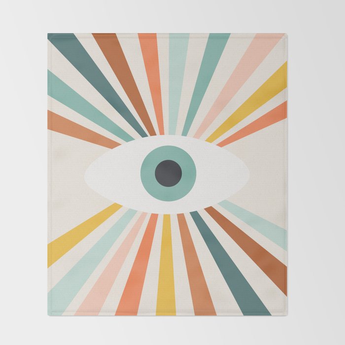 All Seeing Evil Eye - earthy Throw Blanket Gallery Image 2