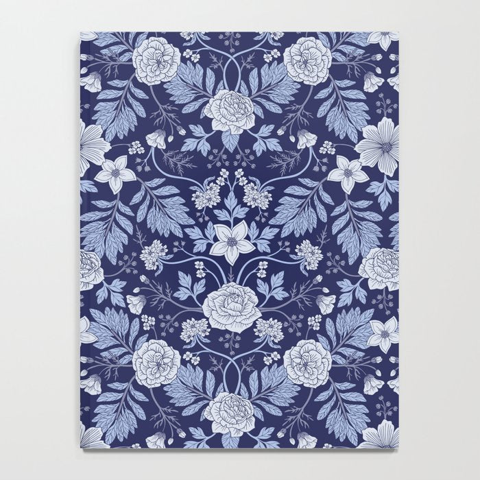 Light Blue, Cobalt Blue, & White Floral Pattern Notebook Gallery Image 4