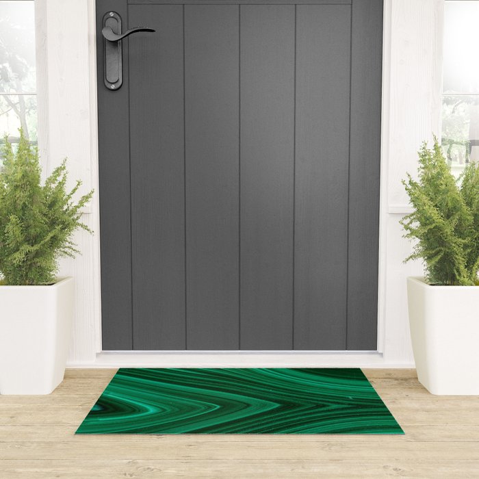 Malachite Green Marble Texture Welcome Mat Gallery Image 3