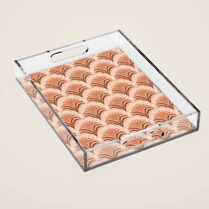 Palm leaves arch pattern - rust, terracotta, clay, desert, boho, ombre Acrylic Tray Gallery Image 1
