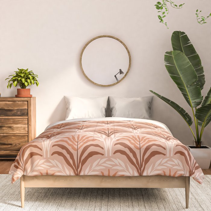 Palm leaves arch pattern - rust, terracotta, clay, desert, boho, ombre Comforter Gallery Image 3