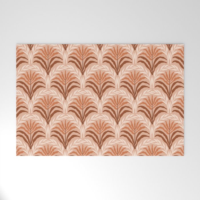 Palm leaves arch pattern - rust, terracotta, clay, desert, boho, ombre Welcome Mat Gallery Image 1