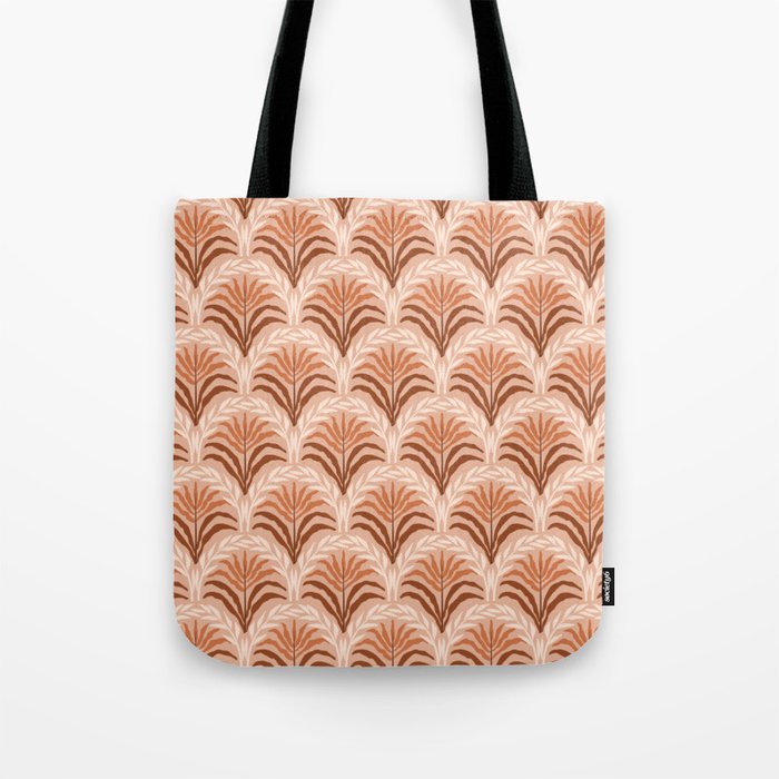 Palm leaves arch pattern - rust, terracotta, clay, desert, boho, ombre Tote Bag Gallery Image 1